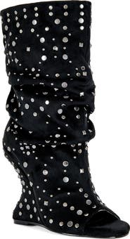 AZALEA WANG Naomani Studded Wedge Bootie