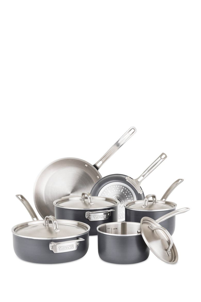 5-Ply Hard Anodized 10-Piece Cookware Set, Main, color, BLACK
