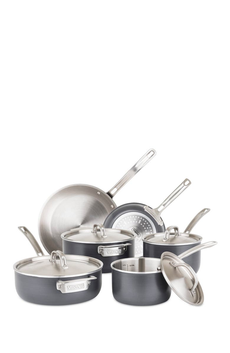 Viking 5-Ply Hard Anodized 10-Piece Cookware Set, Main, color, Black