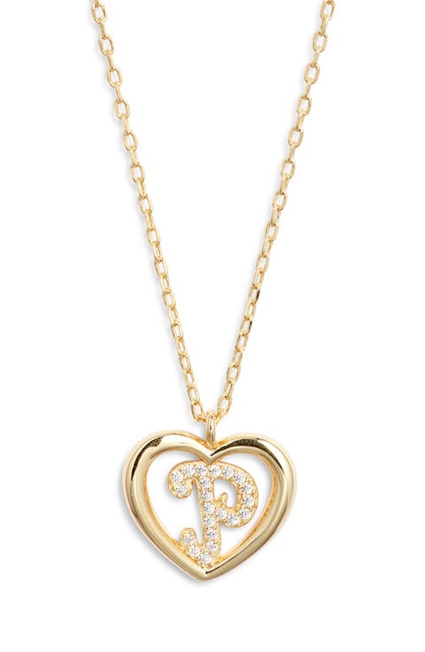 Heart Cubic Zirconia Initial Pendant Necklace