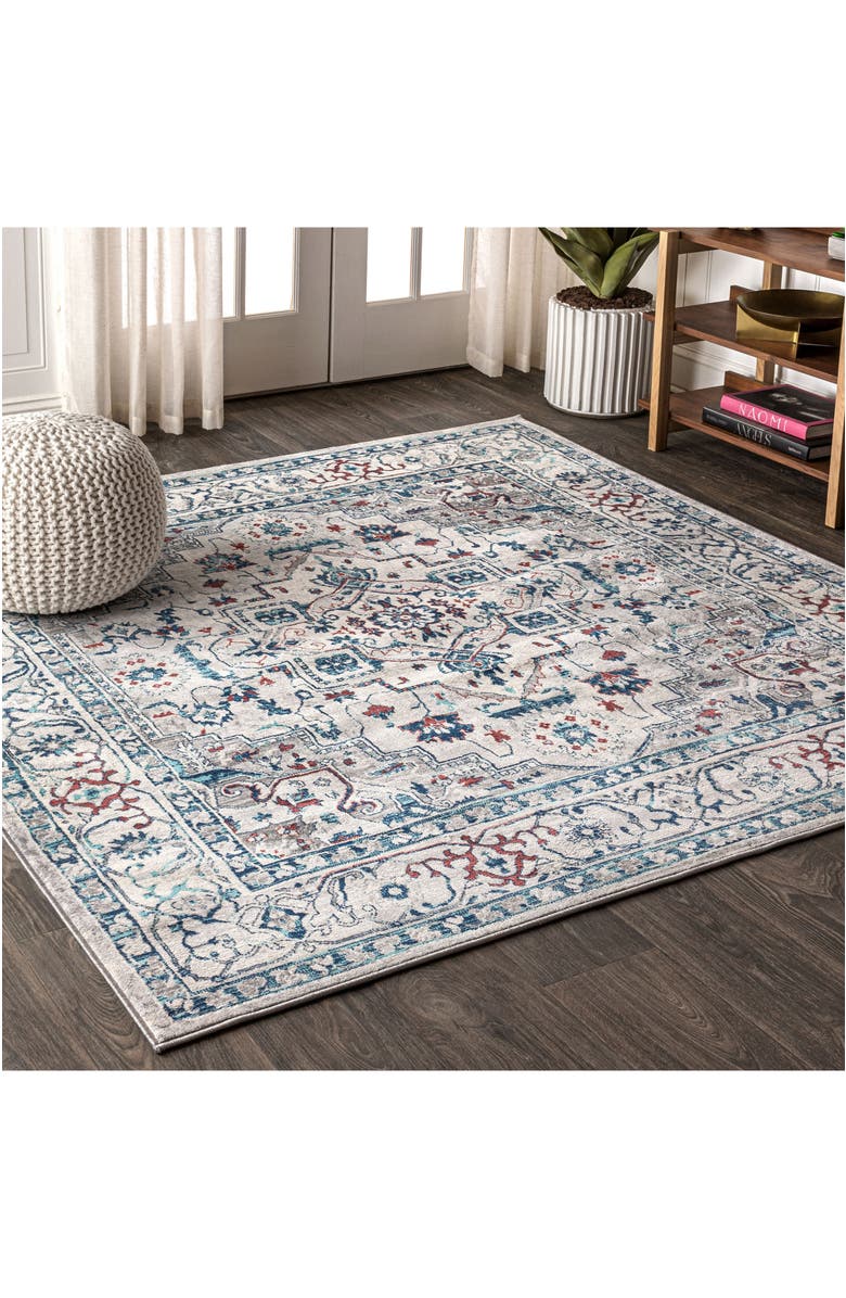 JONATHAN Y Modern Persian Vintage Medallion Area Rug, Alternate, color, Light Gray/Blue