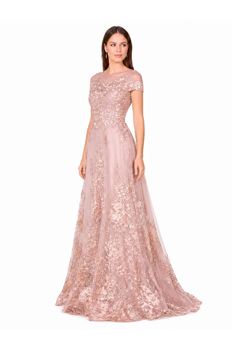 Beautiful Lace Applique A-line Ball Gown, Alternate, color, DustyRose
