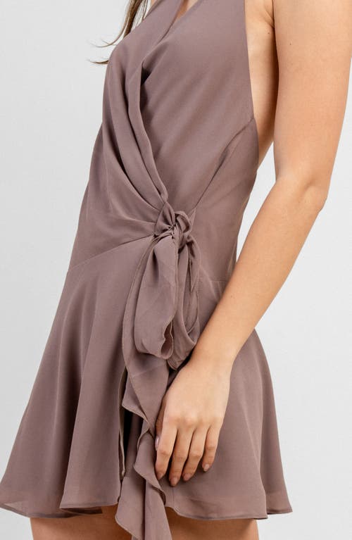 Beivy Drop Waist Wrap Halter Dress In Gray