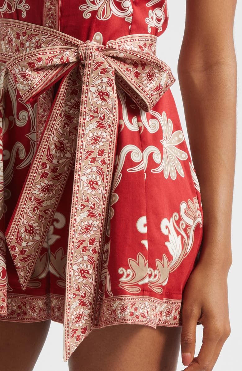 Alice + Olivia Lucy Tie Waist Romper, Alternate, color, Serenade Dark Cherry