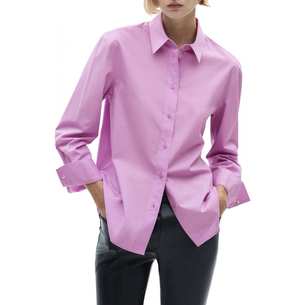 MANGO MANGO LYOCELL BLEND BUTTON-UP SHIRT