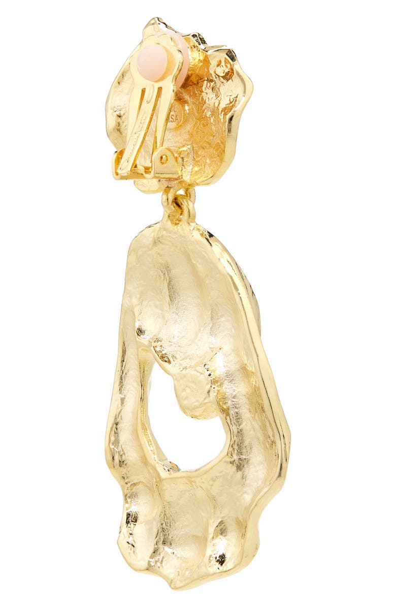 Oscar de la Renta Textured Metal & Crystal Drop Clip-On Earrings, Alternate, color, Multi