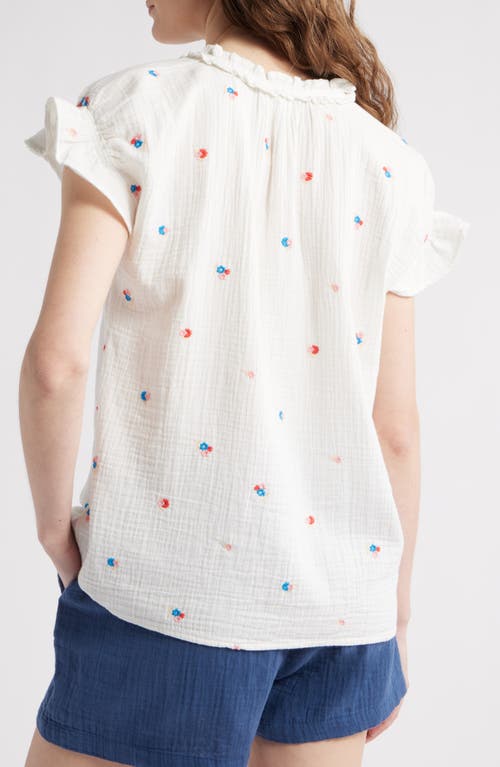 Caslonr Caslon(r) Embroidered Cotton Gauze Top