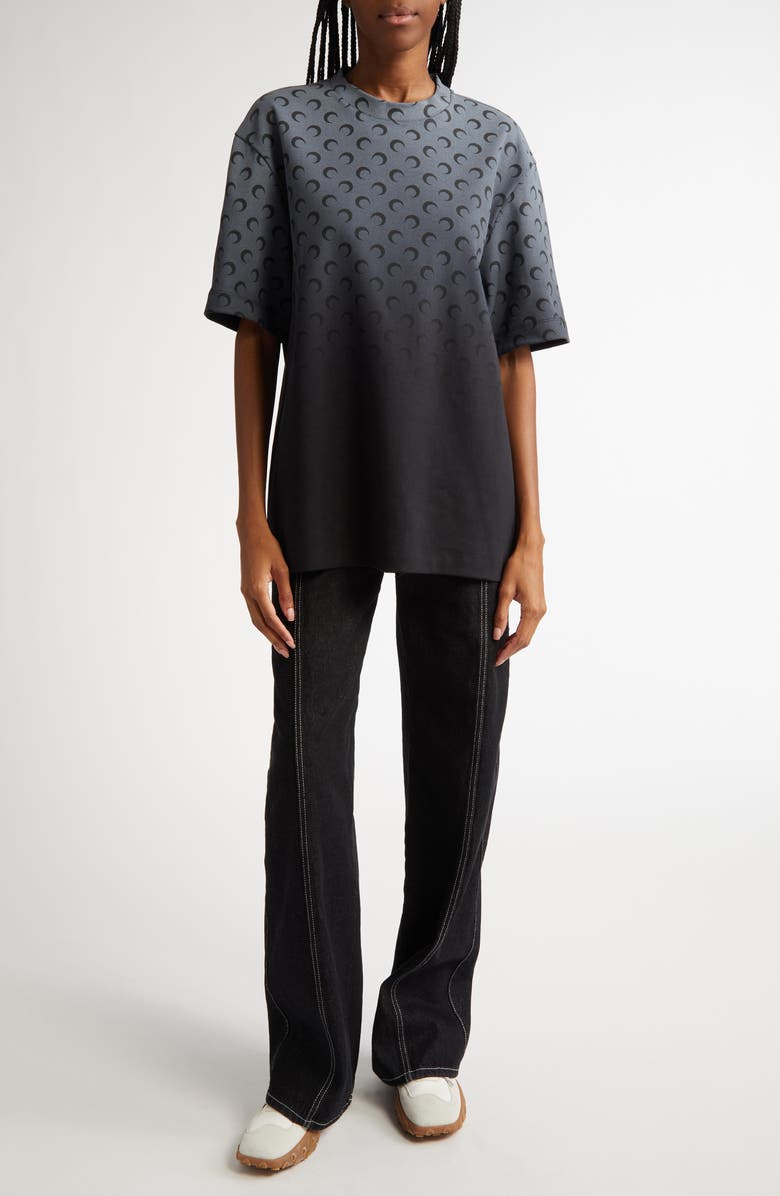 Marine Serre Moon Print Ombré Cotton T-Shirt, Alternate, color, 