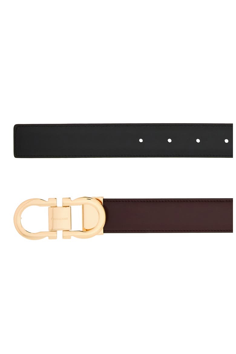 Gancio Buckle Leather Belt, Alternate, color, DARK BAROLO NERO