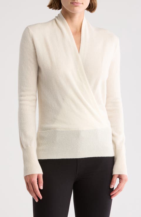 Cashmere Faux Wrap Sweater