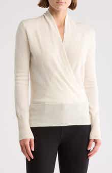 Sofia Cashmere Cashmere Faux Wrap Sweater
