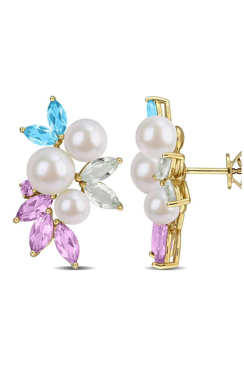 Cultured Freshwater Pearl Cluster Earrings, Main, color, WHITE MULTI