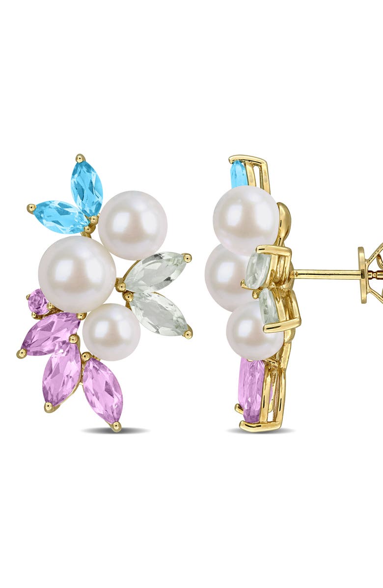 DELMAR Cultured Freshwater Pearl Cluster Earrings, Main, color, White Multi