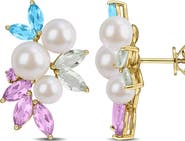 DELMAR Cultured Freshwater Pearl Cluster Earrings