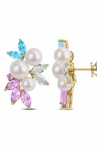Cultured Freshwater Pearl Cluster Earrings