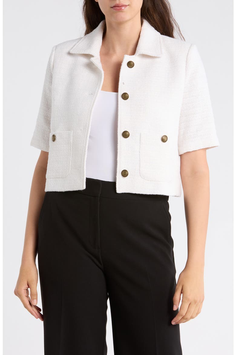 Short Sleeve Tweed Jacket, Main, color, NATURAL