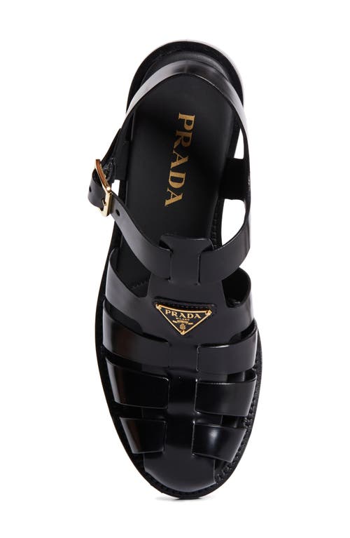 Prada Logo Fisherman Sandal In Nero