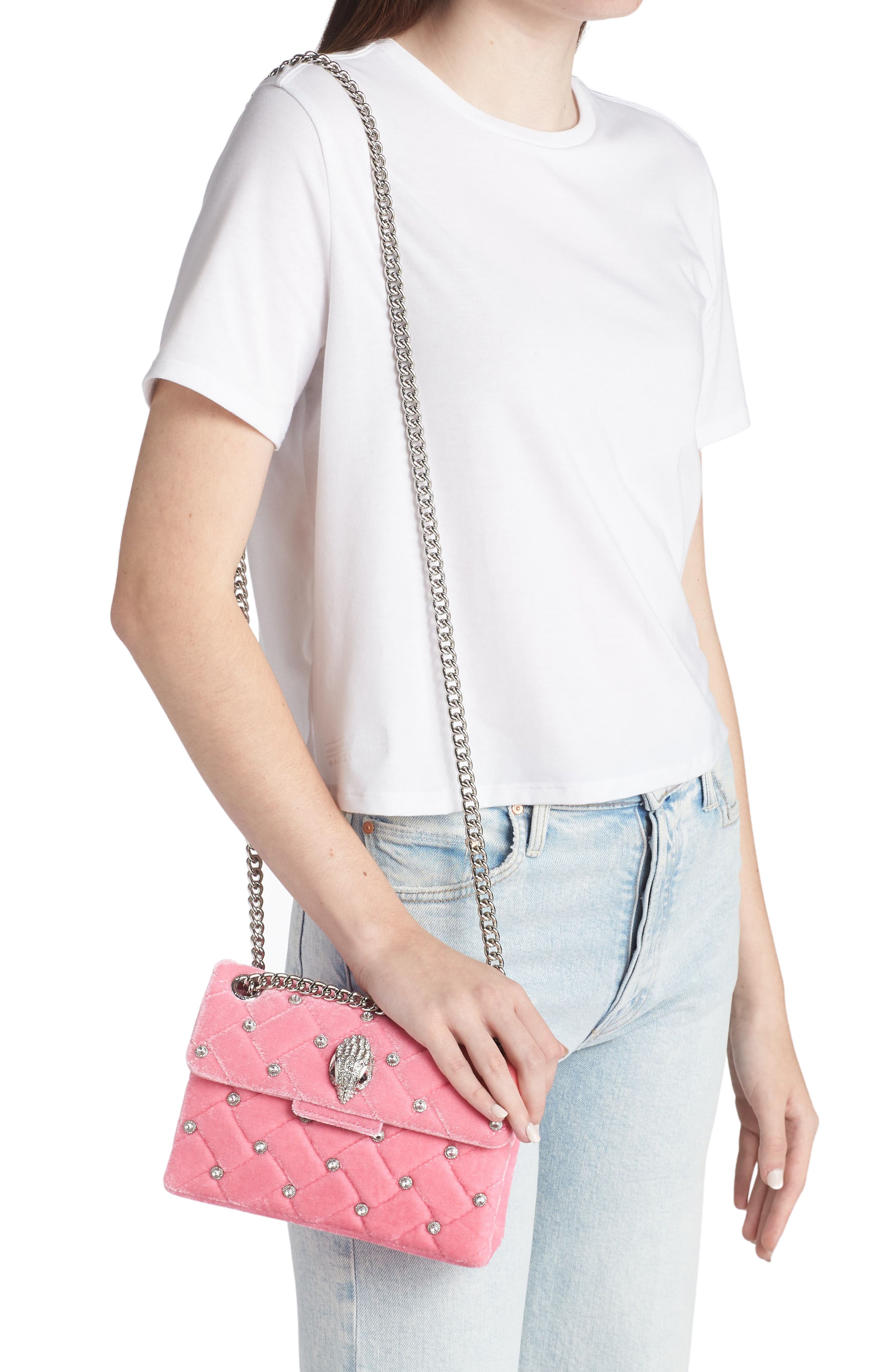 Kurt Geiger London Mini Kensington Quilted Velvet Crossbody Bag, Alternate, color, 