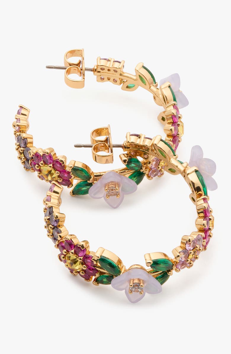 Kate Spade New York bursting blooms hoop earrings, Alternate, color,