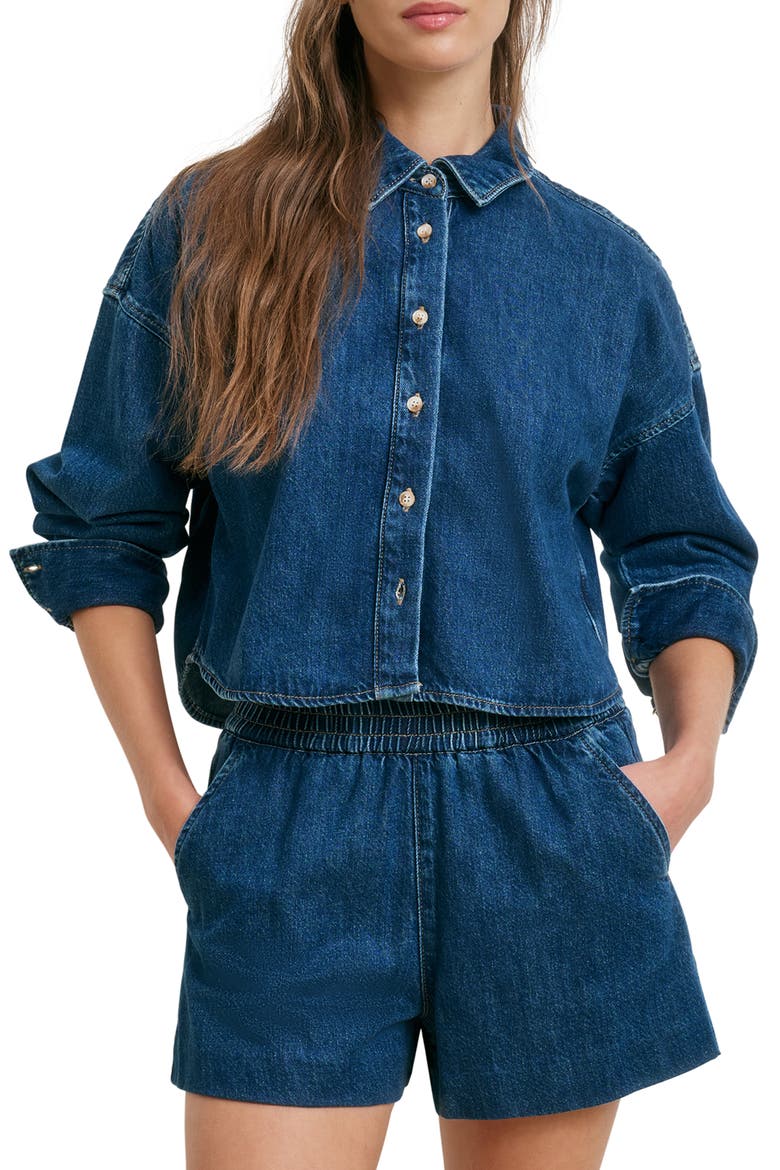 The Crop Ex-Boyfriend Denim Shirt, Main, color, DEERFIELD