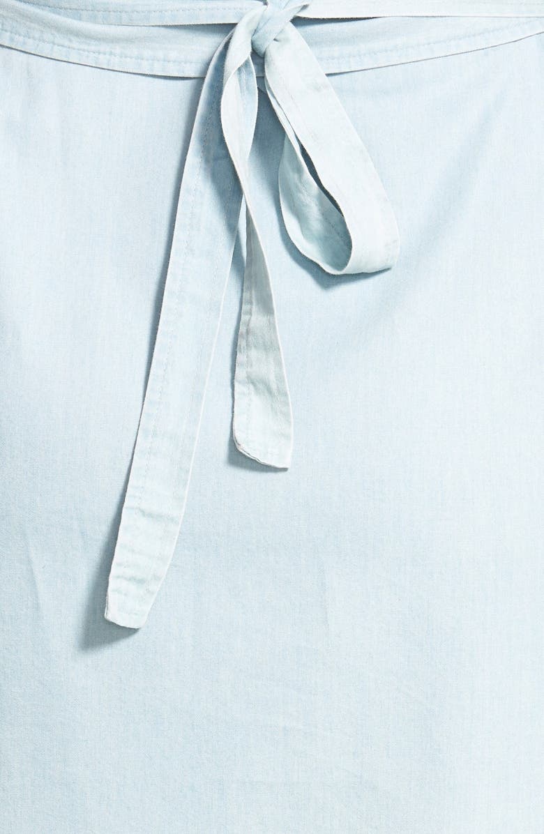 Sejour Bleach Wash Chambray Tie Waist Dress, Alternate, color, 