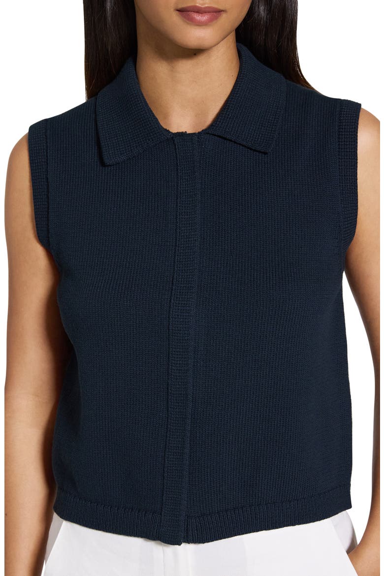 Stretch Cotton Blend Zip Sweater Vest, Alternate, color, NAVY