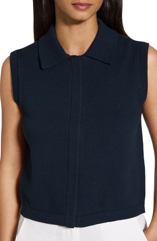 Theory Zip-up Vest In Rounded Cotton In Navy