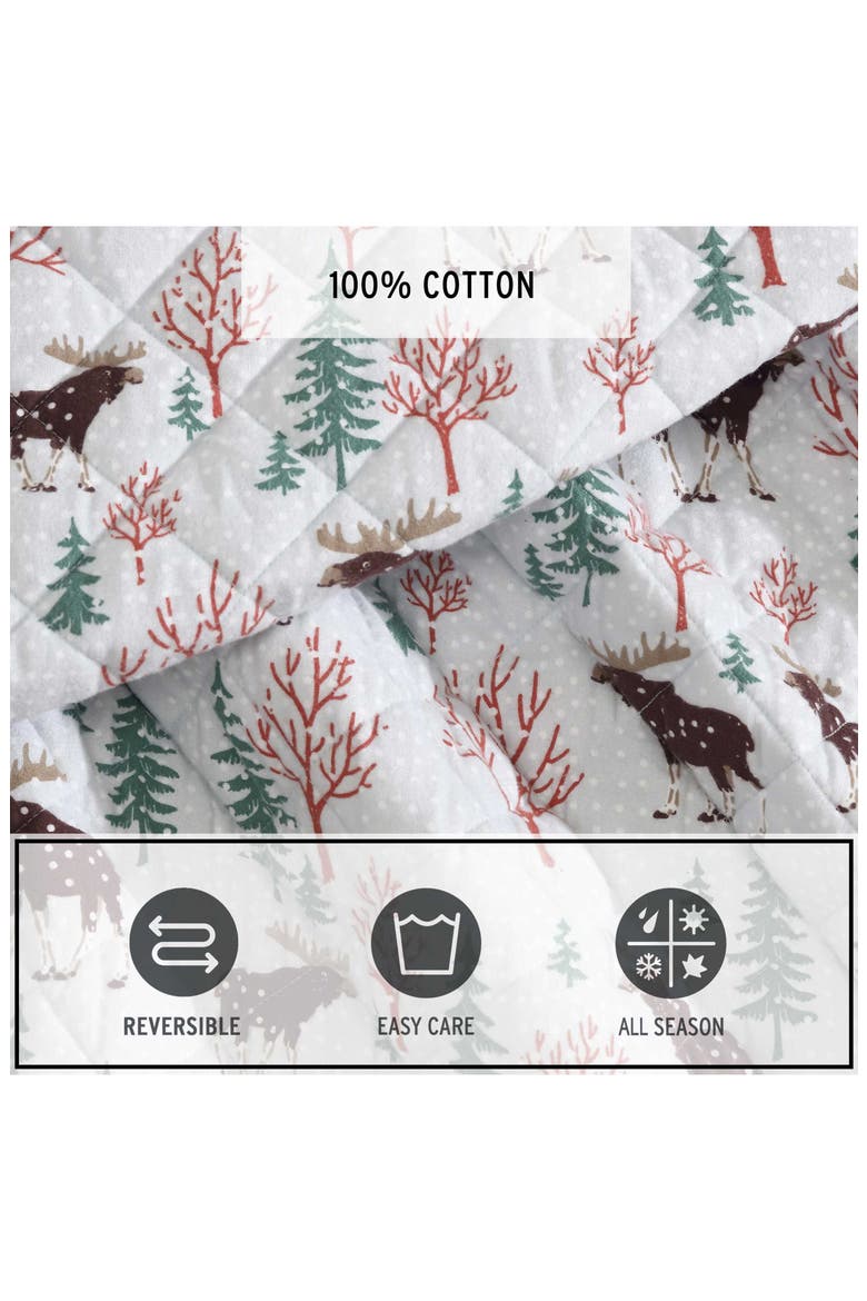 Mountain Moose Cotton Flannel Twin Quilt & Sham Set, Alternate, color, LT-PASTEL GREY