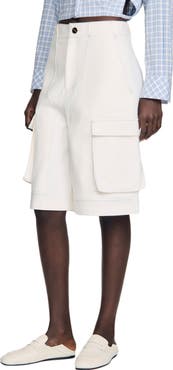 SANDRO Wide-leg cotton Bermuda shorts