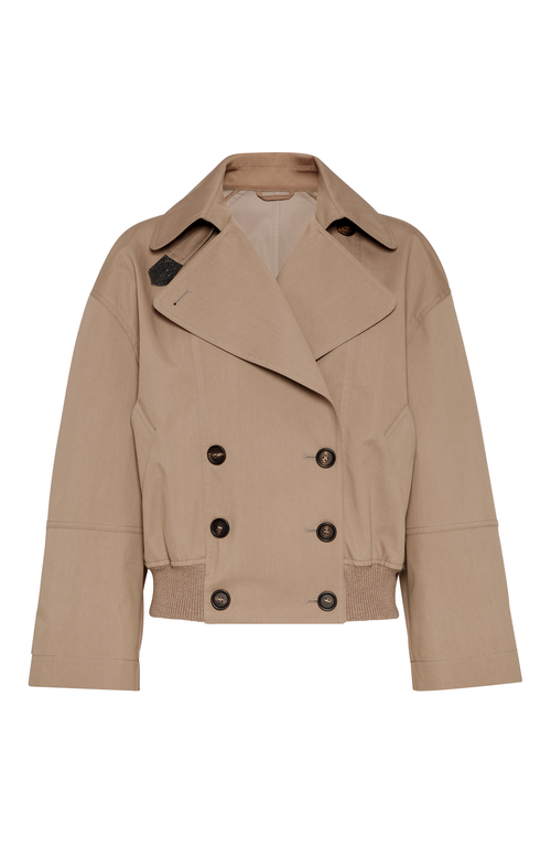 BRUNELLO CUCINELLI BRUNELLO CUCINELLI CROP CABAN JACKET WITH MONILI 