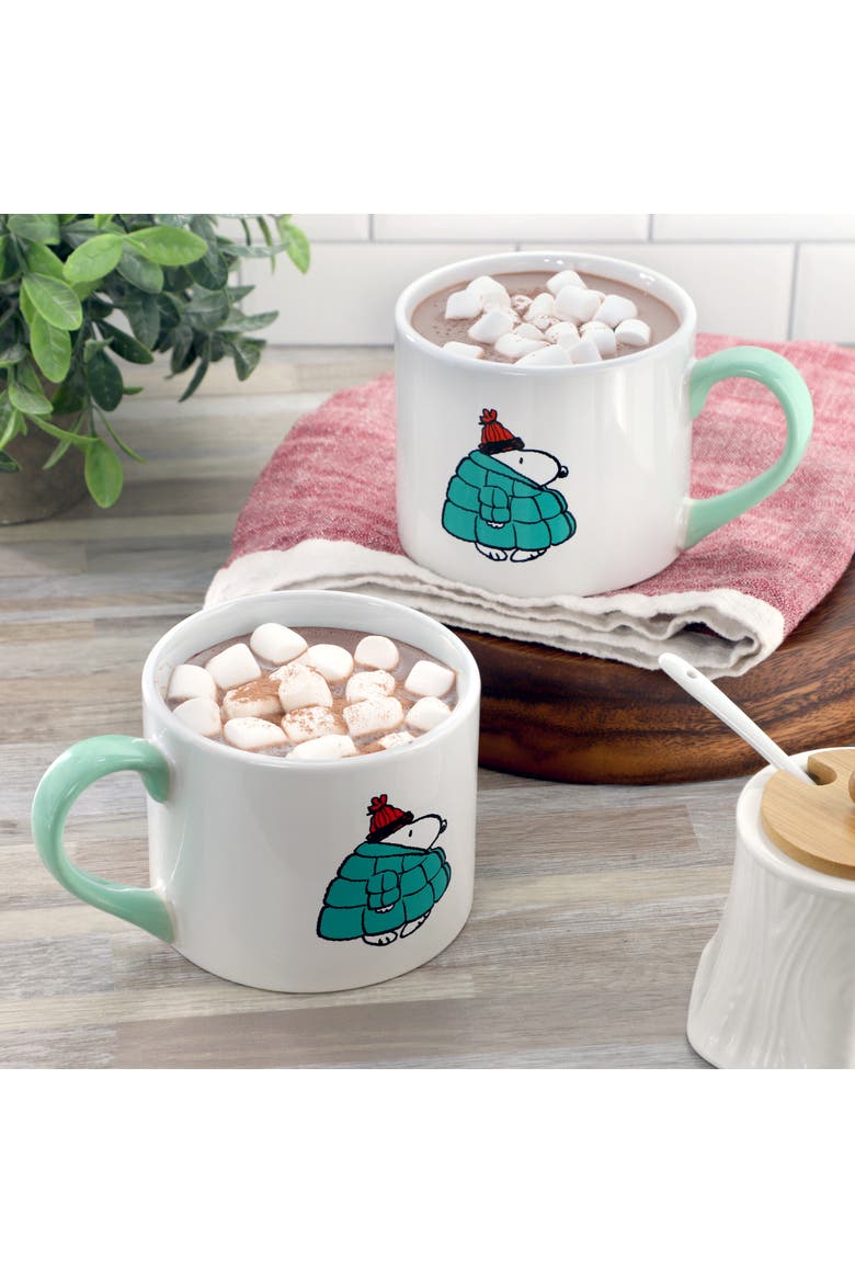 4 Piece 19 Ounce Stackable Stoneware Mug Set, Alternate, color, Green