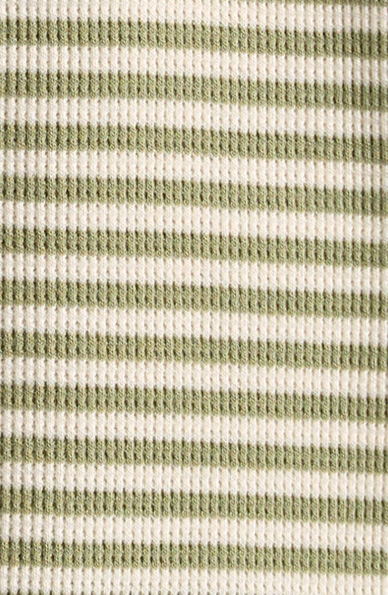 Little Planet Stripe Stretch Cotton Blend Romper, Alternate, color, Green Striped