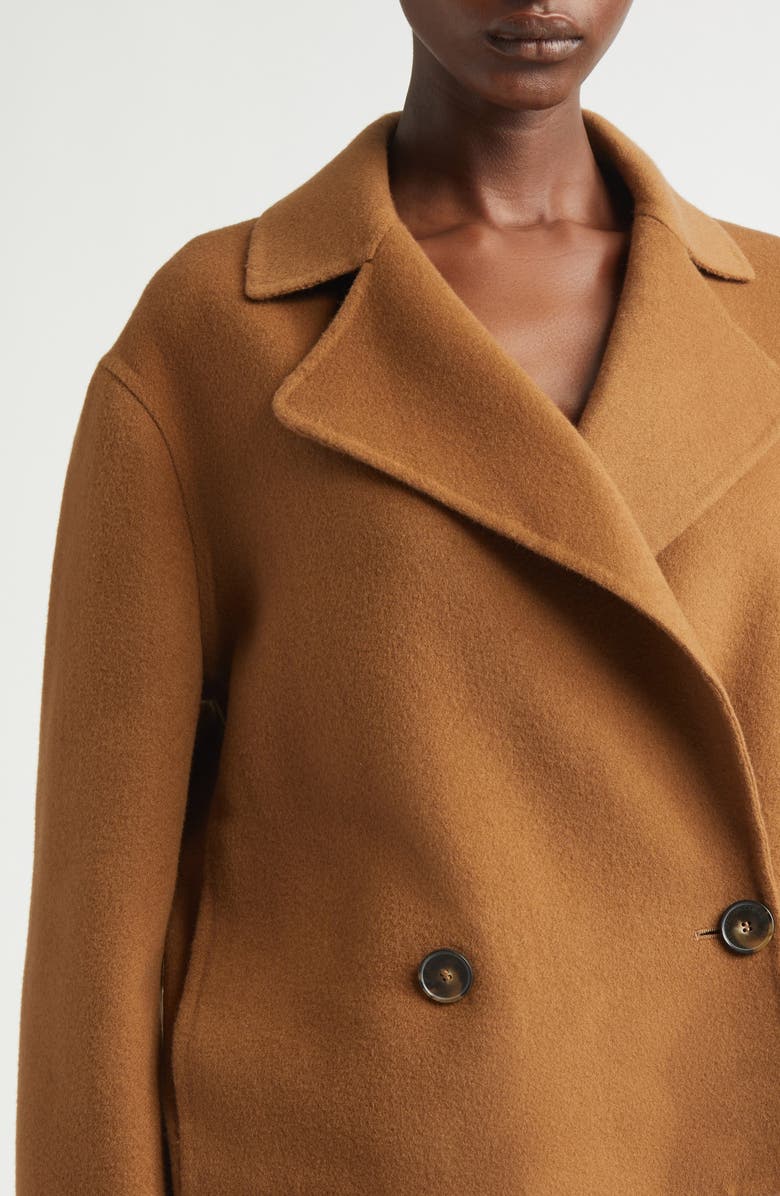 Stella McCartney Crop Wool Peacoat, Alternate, color, Toffee