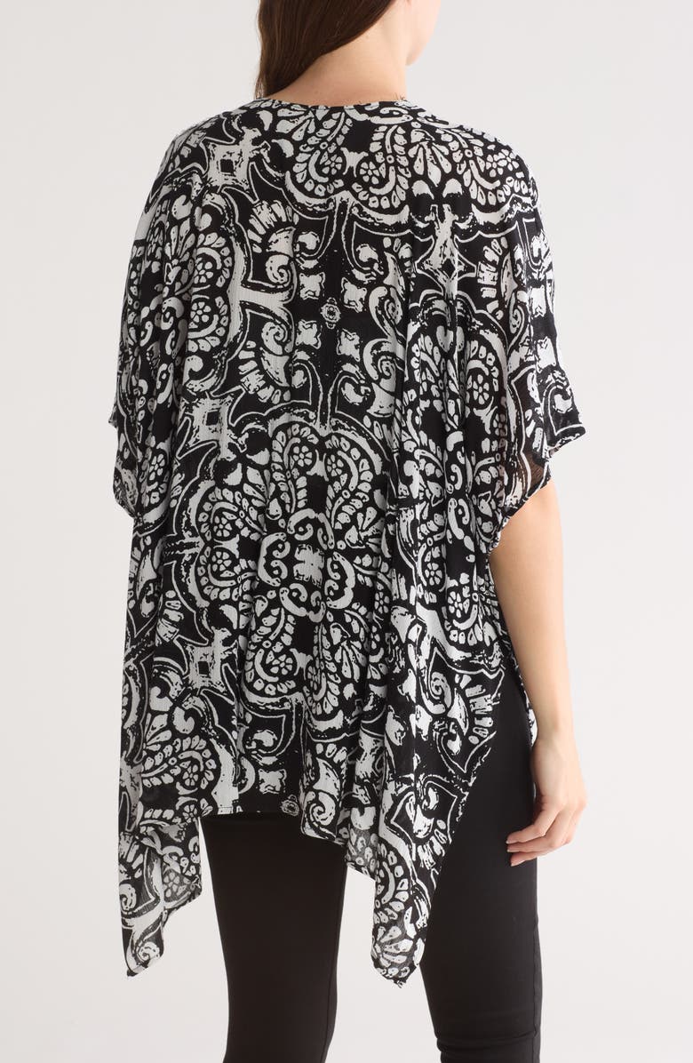 Vince Camuto Mixed Print Crochet Lace Ruana, Alternate, color, Black