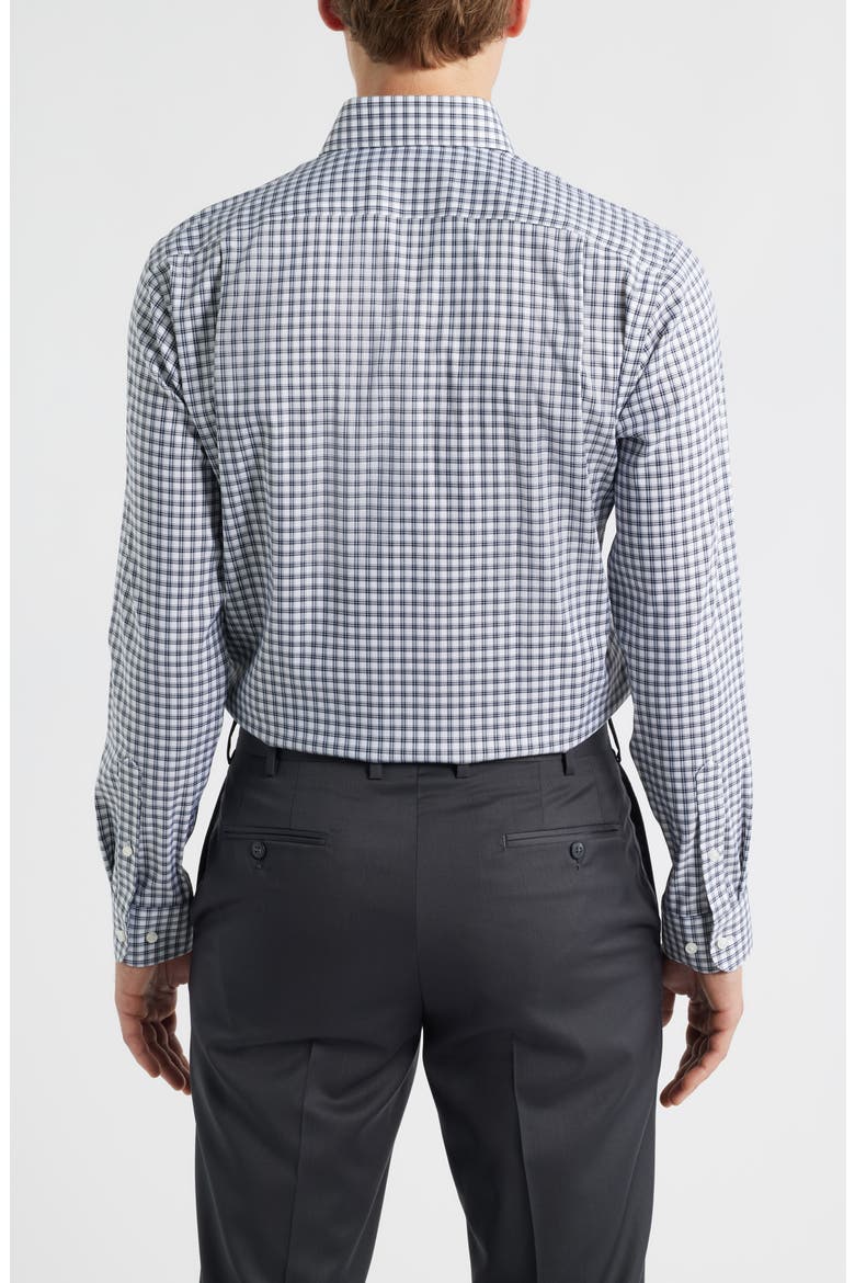 Trim Fit Check Premium Performance Twill Dress Shirt, Alternate, color, NAVY ALAMOS PLAID