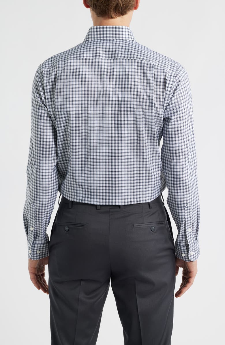 Nordstrom Trim Fit Check Premium Performance Twill Dress Shirt, Alternate, color, Navy Alamos Plaid