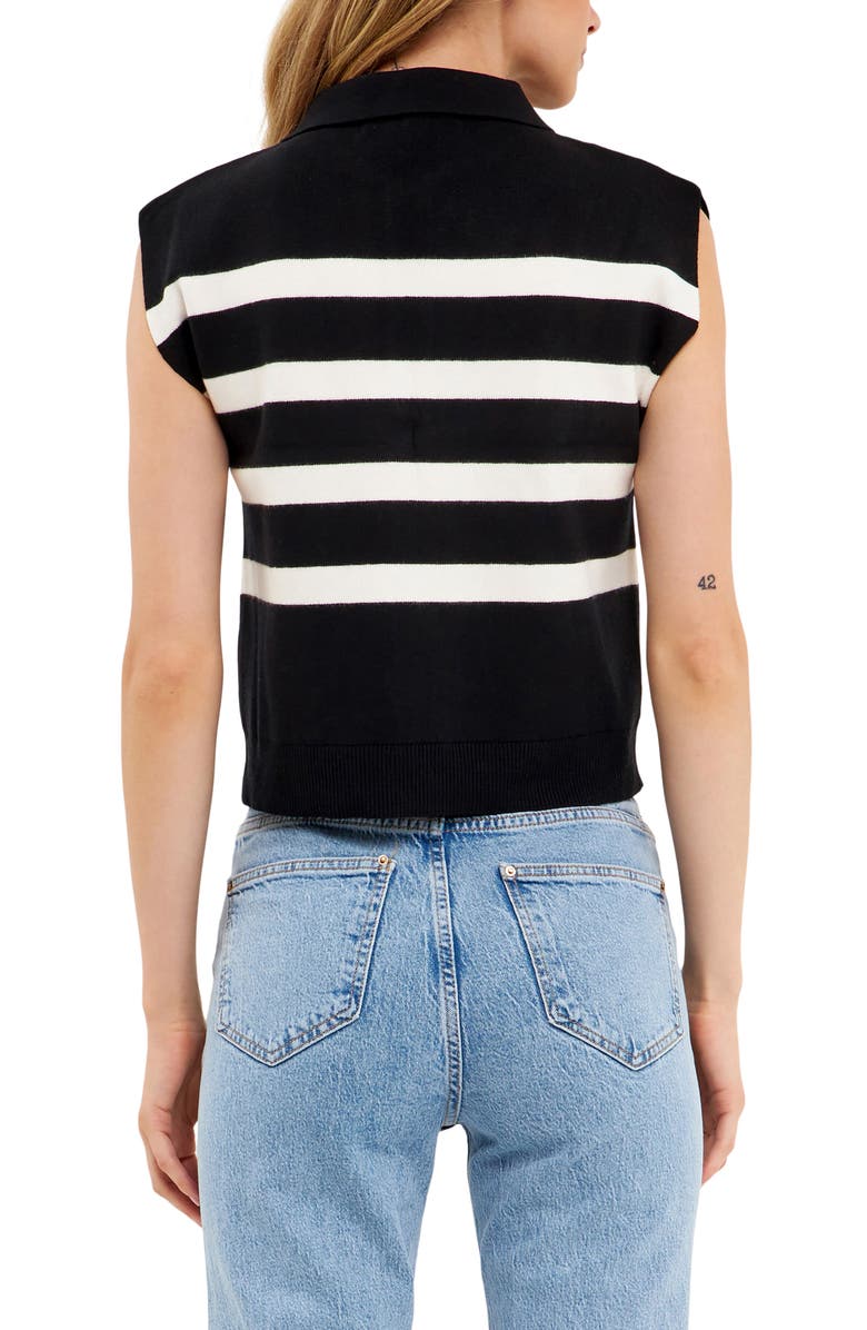 English Factory Stripe Knit Top, Alternate, color, Black/ White