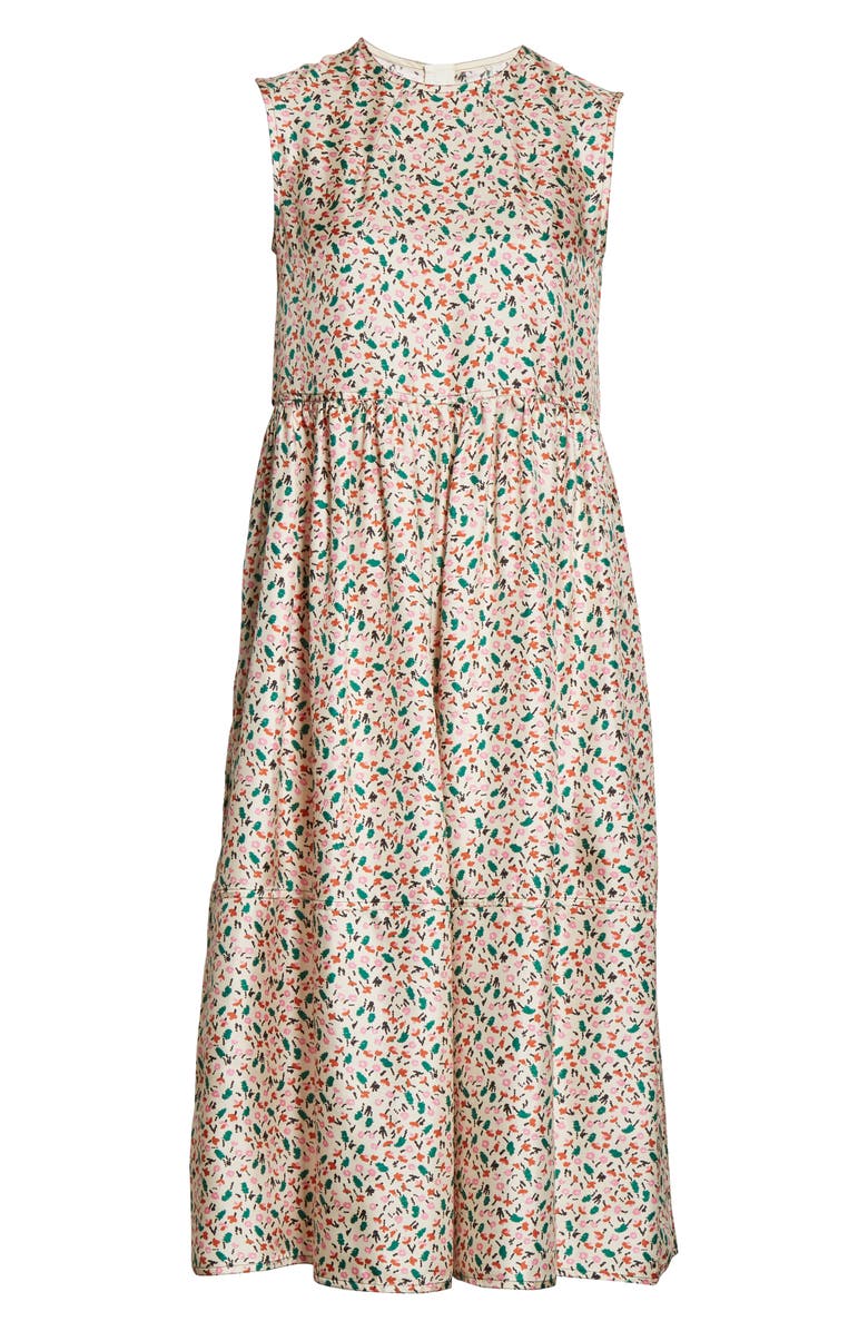 Marni Liz Floral Print Silk Twill Midi Dress, Alternate, color,