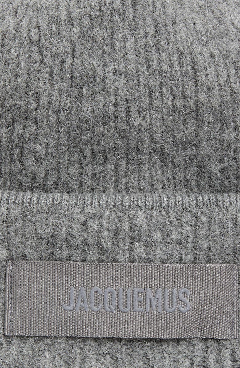 Jacquemus Le Bonnet Grosgrain Alpaca & Wool Blend Beanie, Alternate, color, Dark Grey 970