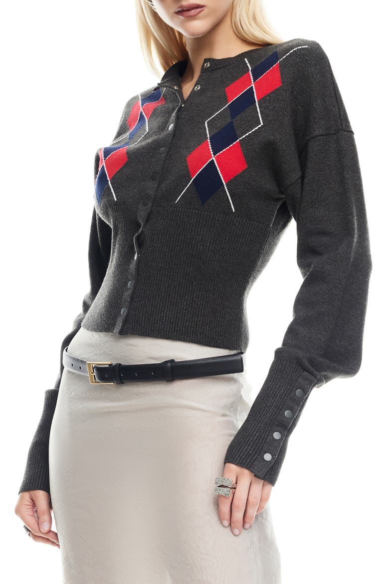 Head in the Clouds Argyle Cardigan, Alternate, color, GREY ARGYLE