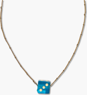 Nickel & Suede Dice Charm Necklace