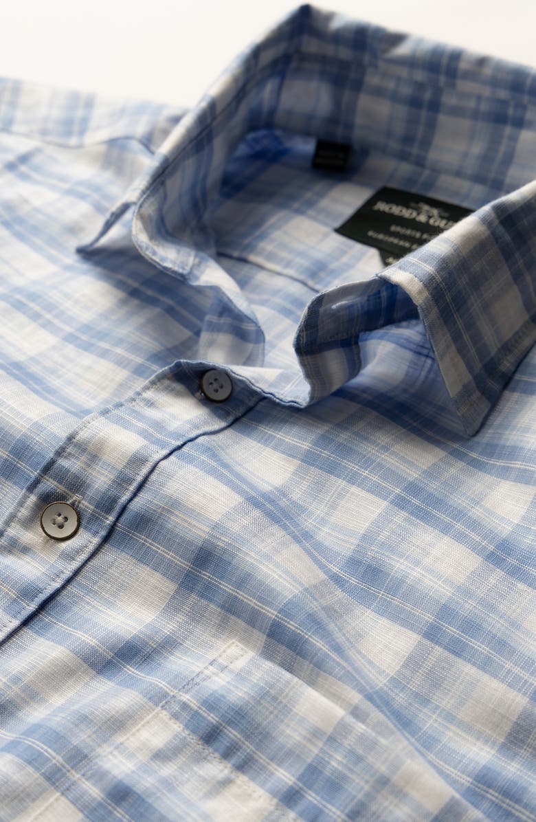 Rodd & Gunn Scarborough Plaid Cotton & Linen Button-Up Shirt, Alternate, color, Marine