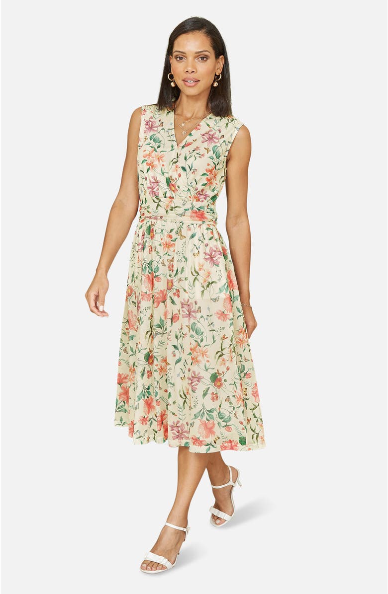 Yumi Mesh Stretch Midi Dress, Main, color, Ivory