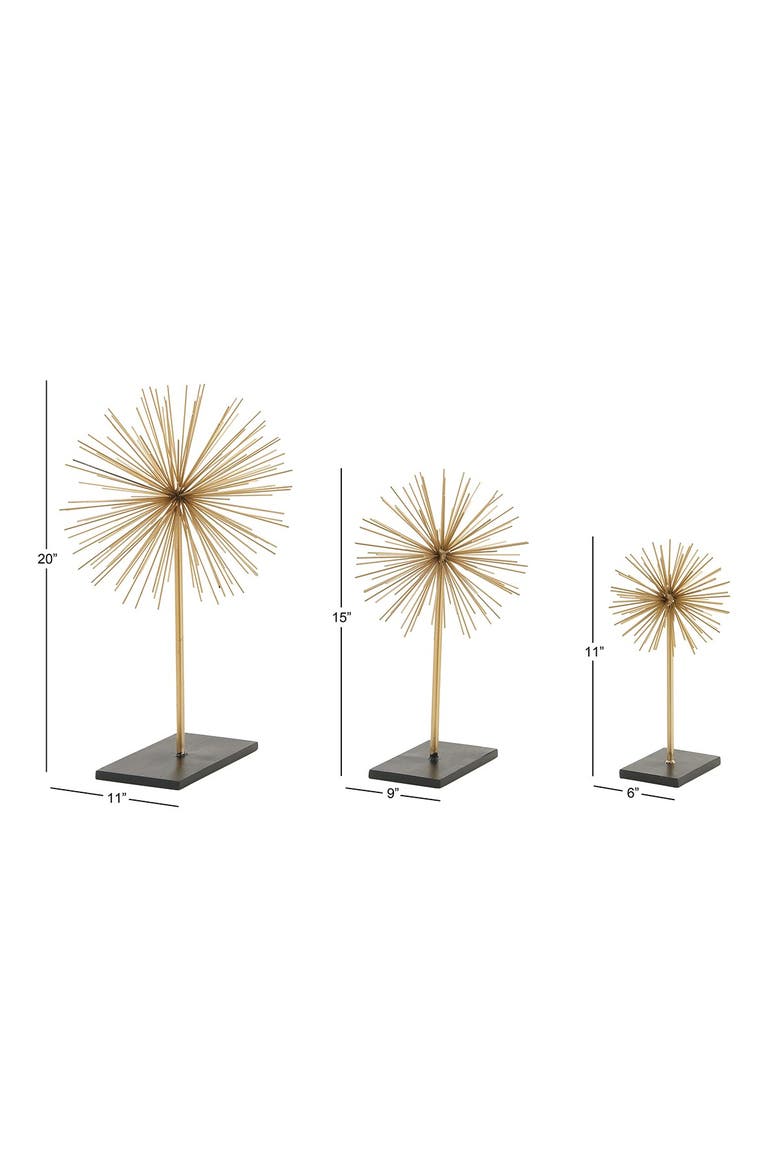 Goldtone Metal Contemporary Geometric Sculpture - Set of 3, Alternate, color, GOLD