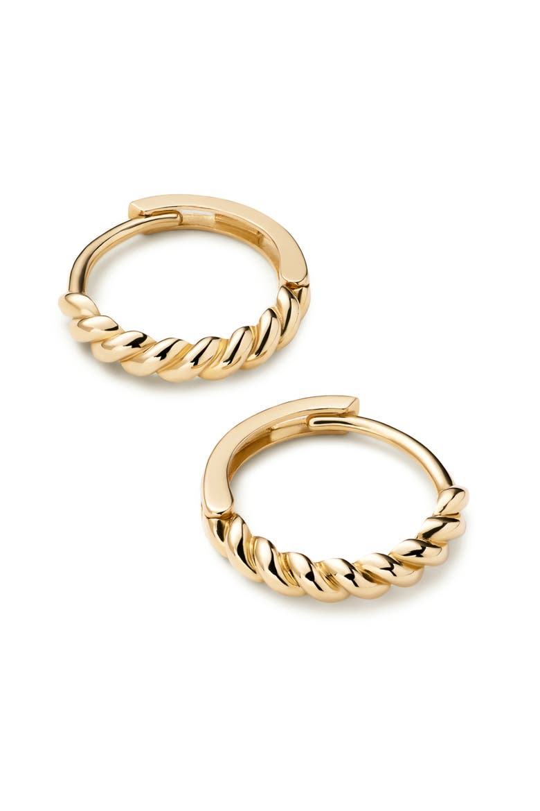 Solid Yellow Gold - Gold Twist Hoops Small, Alternate, color, Gold