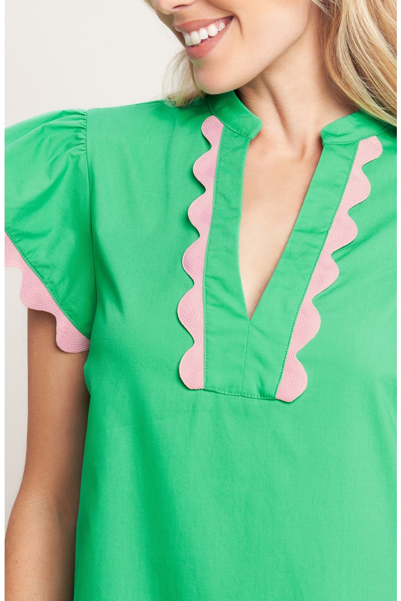 Scalloped Drop Waist Minidress, Alternate, color, APPLE GREEN