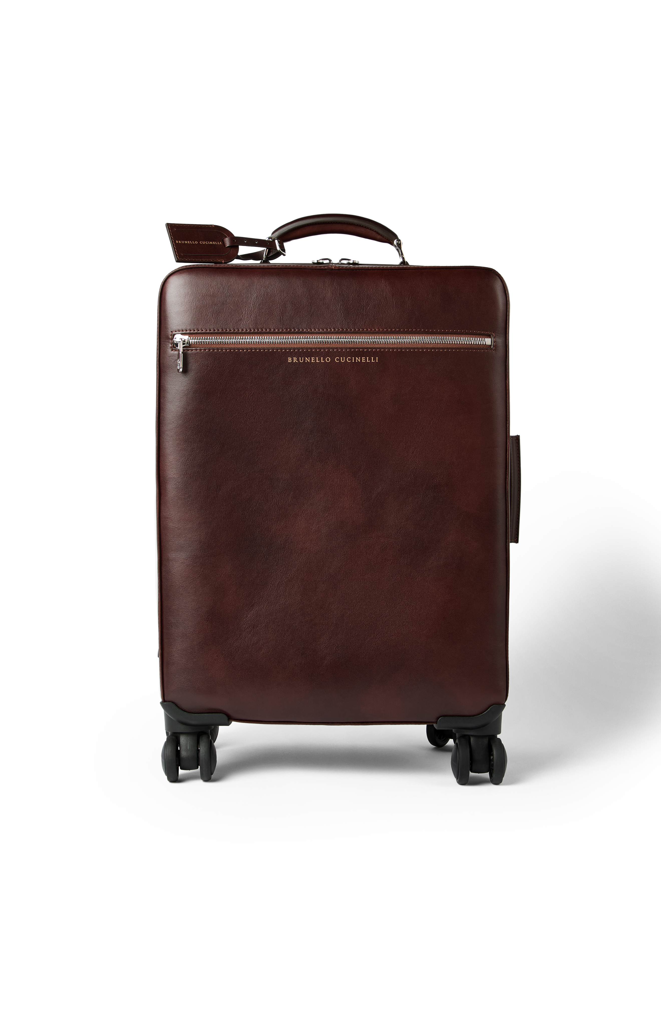 Brunello Cucinelli Burnished calfskin suitcase, Main, color, Burgundy