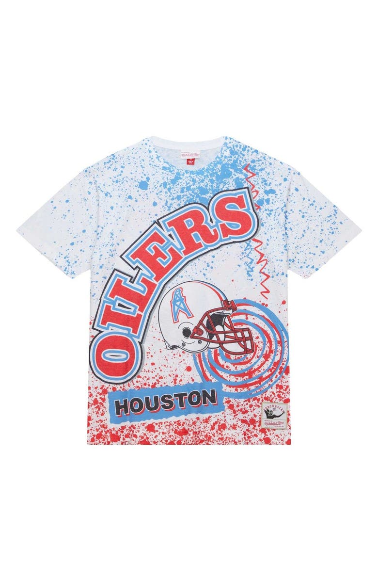 Mitchell & Ness Men's Mitchell & Ness White Houston Oilers Team Burst Sublimated T-Shirt, Alternate, color, White