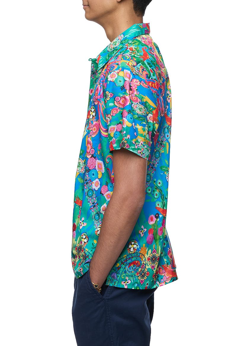 Printed Camp Shirt, Alternate, color, BLUE