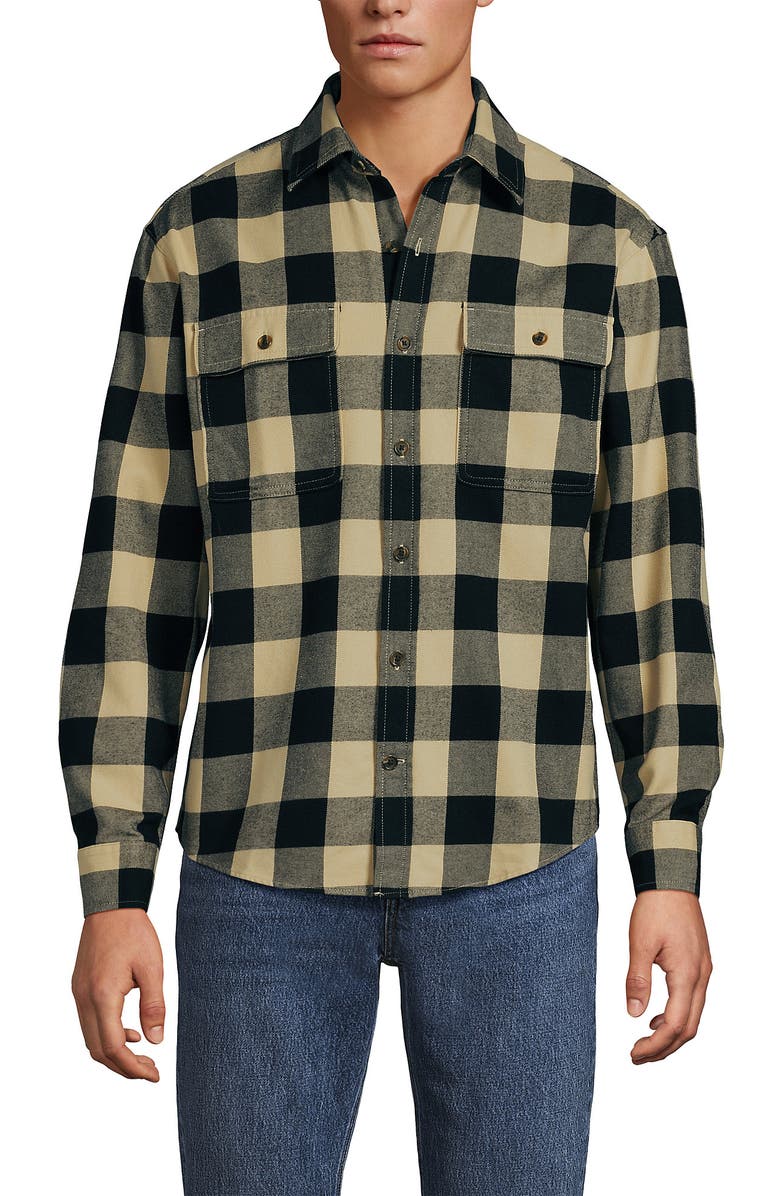 Lands' End Long Sleeve RainDefense Flannel Shirt, Main, color, 
